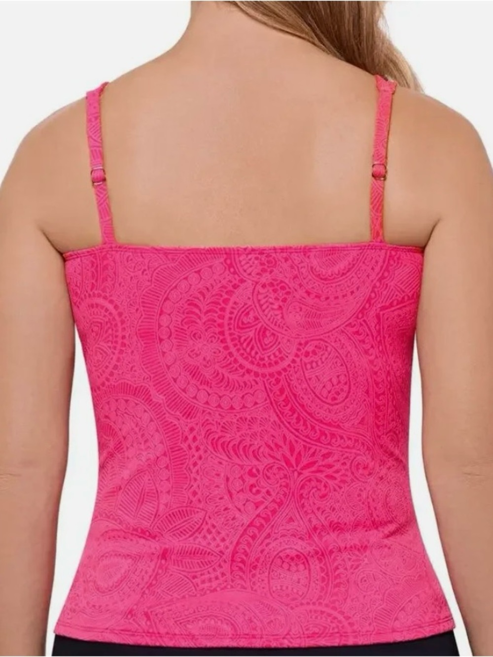 Swim Solutions Bright Pink Paisley Tankini top - Picture 3 of 12
